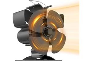 UZIMOO Ofenventilator ohne Strom, 4 Blättern Kaminventilator Kaminbesteck Leiser Betrieb, Holzofenventilator Wärmebetrieben Kamin Ventilator, Hitzebetrieben Ventilator für Holz/Holzbrenner/Kamin