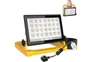 T-SUN 5400Lumen LED Work Light with Stand, 60W Floodlight with 3 Brightness Dimmable IP66 Waterproof Work Lights with 13FT Cord for Indoor Outdoor Worksite Job Site Garage