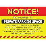 Private Parking NOTICE Stickers (Pack of 10) No Permit Area Violation Towing Warning for Illegally Parked Vehicle - Hard to R