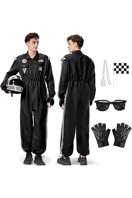 Vestito Da Pilota Da Corsa Con Paillettes A Scacchiera – Costume Donna Per Halloween, Danza E Cosplay