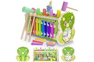Achiyway 7 in 1 Giochi Bambini 2 Anni, Giochi Legno Montessori per Bambini 2 3 4 5 anni con Cioco Pesca, Acchiappa la Talpa e Xilofono Bambini, Regalo per Bambini da 2 a 5 Anni