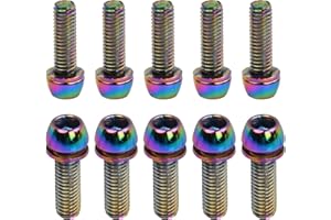 DAELESR 10 Pcs Bicycle Stem Bolts, M6 x 20mm Bike Stem Fixed Screws with Washers, 4 Colors Bike Disc Brake Caliper Bolts, Handlebar Stem Screws for Road Mountain Bike (Multicolor)