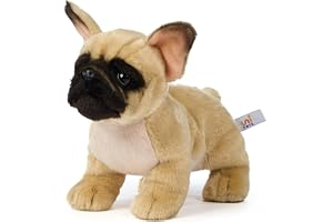 Uni-Toys – fransk bulldog (beige) – utan koppel – 26 cm (längd) – plyschhund – plyschdjur, gosedjur