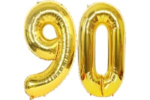Ballon Anniversaire 90 Ans or, 100 CM Ballon Chiffre Numéro 90 or Décoration Anniversaire 90 Ans Décoration Fête Vole Grâce à l'Hèlium Happy Birthday Decoration Ballons 90 Ans Anniversaire or deco