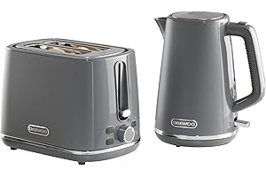 Daewoo Stirling, Jug Kettle & Toaster Set, Grey