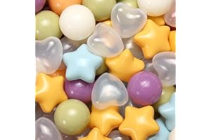 GOGOSO Ball Pit Balls 100 200 500 Pcs,Plastics Balls for Baby Toddlers Kids, Stars Hearts Shape for Pool,Play Tent,Party