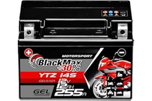 BlackMax YTZ14S Motorradbatterie GEL 12V 12Ah YTZ14-4 Batterie GTZ14-4 YTZ14-S