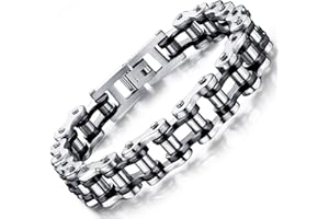 OSTAN Uomo Gioielli Acciaio Inossidabile Cinturino da Motociclista Bracciale Catena della Bicicletta Pesante Braccialetto Bangle