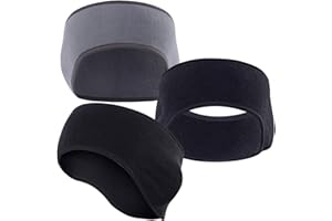 JEEZAO 3 Stück Fleece Stirnband,Ohrenschutz,Winddichtes Kälteschutz Elastisch Stirnbänder de Fahrt,Joggen,Wandern für Damen Herren