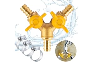 GUUFOO Valvola a sfera Y,Valvola a Tre Vie Tubo Flessibile con 3 pcs portagomma 3/8"Raccordo in ottone a forma di Y 2 interruttore a 3 vie Connettore per Gas Acqua Olio Nave di Goccia