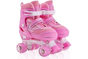 PIPIZHU Roller Enfant Fille, Patins à roulettes pour Enfants, Garçons et débutants, 4 Tailles, Réglables, Adaptés pour L'intérieur et L'extérieur