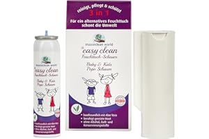 ‎MAXXICLEAN WORLD maxxiclean world - easy clean Popo Schaum 100ml für Babys - Feuchttuchschaum für Toilettenpapier - Ersetzt bis 300 Feuchttücher Baby - Baby Zubehör für die Babypflege - Spender und 100ml Dose