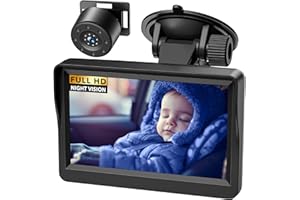 NEWHAIL Cámara de coche para bebé, 4,3 pulgadas, visión nocturna por infrarrojos, espejo de coche para bebés con visión amplia de 178°, pantalla IPS, monitor de cara trasera para infantes, niños, niños y
