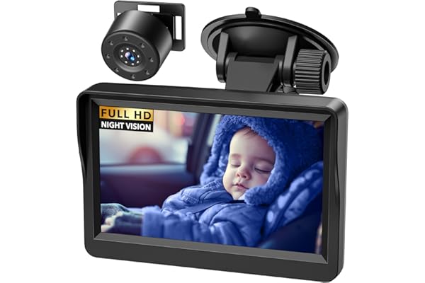Caméra de Voiture pour bébé, 4,3" HD IR Vision Nocturne avec Vision Large de 178 °, écran IPS Moniteur arrière pour Les fants, Les Enfants, Les Tout-Petits et Les Nouveaux Parents