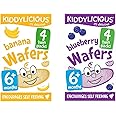 Kiddylicious Wafers Variety Pack (1x Banana Wafers 16g & 1x Blueberry Wafers 16g), total 2 packs | Crumb Free | Weaning snack | Suitable for 7+ Months | Vitamin B1.