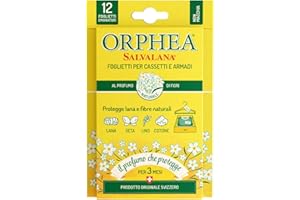 Orphea Salvalana Foglietti Per Cassetti E Armadi, Protegge Lana E Vestiti Tutta La Stagione, Profumo Di Fiori, 12 Foglietti Emanatori
