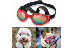 QUMY Dog Sunglasses Dog Goggles for Medium Large Breed Dogs, Wind Dust Fog Protection Eye Wear Pet Glasses with Adjustable Strap for Motorcycle Car Driving Bike Riding Hiking Swimming Over 15lbs Red