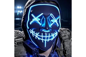 KEKECHAORAN Mascara led Halloween, Mascaras Luces LED Neon Luminosas, Máscaras Halloween de Terror, para Navidad,Halloween,Cosplay,Grimace Festival,Fiesta Show,Mascarada LED Mascaras