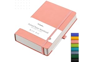 HIUKOOKA Bullet Dotted Journal - 320 Numbered Thick Pages Bound Dot Grid Notebook A5 100gsm Thick Dotted Paper Journal for Note-Taking,Sketching,Planning,Diary with Drawing Board-Pink