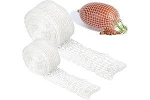 2 Stück 4CM Rollbratennetz 3M und 5M Bratennetz Küchengarn Grillnetz Elastisches Fleischnetz zum Räuchern für Aufbewahrung Kochschinkenwürste(16 Löcher) Syhdfxknp schinkennetz