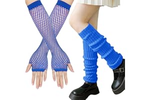 XIEXIESHER 3 paar Elastische Beinstulpen und Netzhandschuhe Set, Stulpen Damen aus Baumwolle Lang und Kurz Netzhandschuhe Weich Sportgeschenk, Tanzen, Sport, Gym, Bergtouren