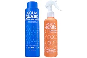 AQUA GUARD Pre-Swim Hair Defense + UV Leave-In Detangler Swim Hair Care Bundle | Made in California | Seriously, No More Swim Hair | Prevents Chlorine Damage + Softens Hair While Swimming