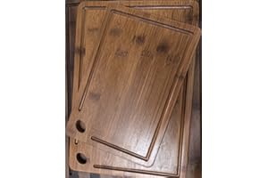 2 Set Organic Bamboo Chopping Board Set by Harcas. 3 Sizes. Beautifully Crafted. Perfect for Serving Cheese or Antipasti, Cutting Meat, Vegetables or Fruit
