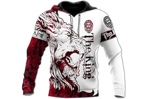 ACSEFIRE Sudadera de Animales Unisex con Estampado de león y Tigre de Manga Larga Divertido Jersey Deportivo del Rey de los Animales