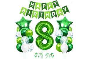 Bluelves Luftballon 8. Geburtstag Grün, Geburtstagsdeko 8 Jahre Junge, Helium Ballon 8 Geburtstag, Riesen Folienballon Zahl 8, Deko 8 Geburtstag Junge, Ballon 8 Deko zum Geburtstag