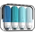 Mrsdry Travel Bottles for Toiletries, Tsa Approved 2oz Travel size Bottles, BPA Free Leak Proof Travel Toiletry Containers, Refillable Travel Accessories with Toiletry Bag for Shampoo Liquid (4 Pack)