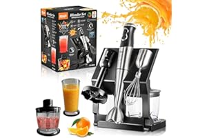 DAMOHONY Stabmixer-Set für die Küche, 5-in-1 Stabmixer mit Mixstab, Schneebesen, Zerkleinerer und Becher Zwei Geschwindigkeitsstufen Handmixer für Fleisch, Babynahrung und Smoothies