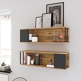 Yurudesign Voyage Duvar Rafı Kitaplık 2'Li Set VG18-A