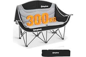 ‎KINGCAMP KingCamp Camping Couch Faltbar bis 300 kg, Luxus Campingstuhl Klappbar 2 Personen, Campingsofa Gepolstert mit Armlehne, Doppel Campingstuhl Hochlehner, Campingbank 1 2 & 3 Sitzer für Garten Balkon