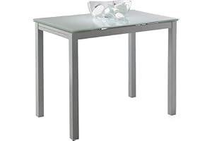Miroytengo Mesa Cocina Cristal Extensible Color Blanco Estilo Moderno Comedor 100-140x76x60