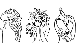 Jiusely 3 Pieces Metal Wall Art Decor, Black Minimalist Abstract Woman Wall Art, Modern Female Line Drawing Wall Art for Bedroom Office Living Room Studio Wall Decorations