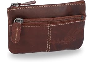 Gusti Schlüsseltasche Leder – Kompaktes Schlüsseletui für Damen & Herren, Vintage Schlüsselanhänger Organizer, Praktische kleine Autoschlüssel Tasche Braun mit Reißverschluss