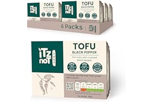 iTz noT JUST TOFU Black Pepper | Vegan High Protein Tofu | Plant Based Nigari Tofu | Low Fat Low Carb Gluten Free Meat Alternative | Dairy Free Source of 9 Essential Amino Acids | 6 x 280g