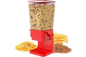 Hovea - Dispenser Cereali e Cibo - Capacità 5L - Distributore di Muesli, Pasta - Dispenser Alimentare Cibo Cani e Gatti - Cucina, Colazione - Rosso - CR502