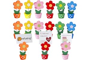 Porta Segnaposto Clip,Yiyifor 12 PCS Segnaposto Legno a Forma di Fiore per Feste con Clip per Biglietti Numeri Foto e Note Porta Menù (Flower)