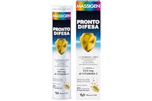 Massigen - Pronto Difesa Effervescente, Integratore Immunostimolante con Echinacea e Vitamina C, Supporta le Difese Immunitarie, 20 Compresse, Senza Glutine