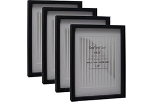 GORYEEFINE 4-Pack Black 9x12" Wooden Photo Frames | 7x9" Mat Included | Modern Thin Oxford Design | Tabletop & Wall Mount | Gallery-Ready Boxed Set for Home Decor