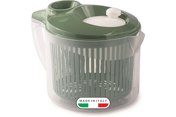 Snips, Laveuse et Sécheuse à Salade 3 Lt, Essoreuse à Salade 19,5 x 26,5 x 19 cm, Vert & Blanc, Made in Italy, 0% BPA e phthalate free