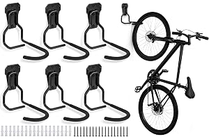 LASUK 6 stycken väggfästen för cykeln, vertikala cykelkrokar, väggbelastning upp till 35 kg, cykelupphängningsvägg, väggfäste