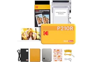 KODAK Mini 2 Retro 4PASS Portable Photo Printer (2.1x3.4 inches) Initial 8 Sheets + 60 Sheet Pack, Gift Bundle, Yellow