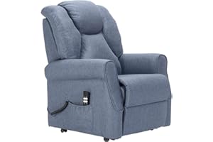 Sime Betty1 PERSONNALISÉ Fauteuil releveur Relax Dispositif Médical Vibromassage kit 4 Roues siège à Micro-Ressorts Doux résistant aux Taches Bleu Denim