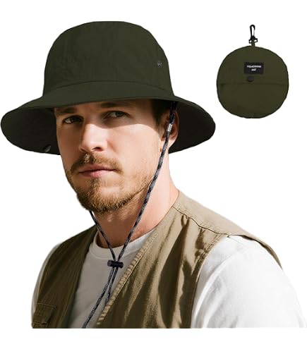 Chapeau Avec Mentonnière Réglable Jetstream Chapeau Homme Femme Protection UV, Imperméable Chapeau Pêche Trekking Pliable