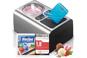 2-in-1 Eismaschine Testsieger 2024, Joghurtbereiter 2L, Edelstahl Eiscrememaschine mit Kühl- und Heizfunktion, Ice Cream Make