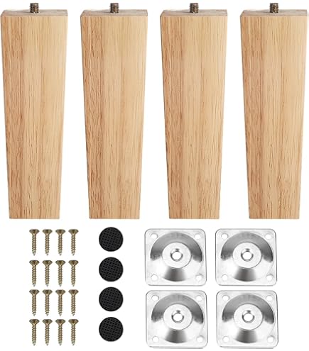 4 Inch Pieds De Meuble En Bois Solide, 4 Pièces Pieds De Table