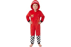 Get Trend Disney Toy Story, bilar | Hot Wheels-pyjamas i ett stycke för | Fleece jumpsuit med dragkedja framtill, huva för filmkvällar, bekväma nattkläder för småbarn, weekendlounge
