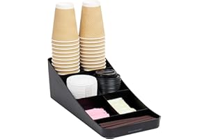 Mind Reader COMP7-BLK Anchor Collection - Organizador de mesa de café y condimentos con 7 compartimentos, plástico, color negro
